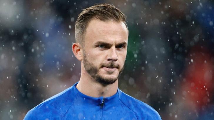 James Maddison prepares for a game for Tottenham